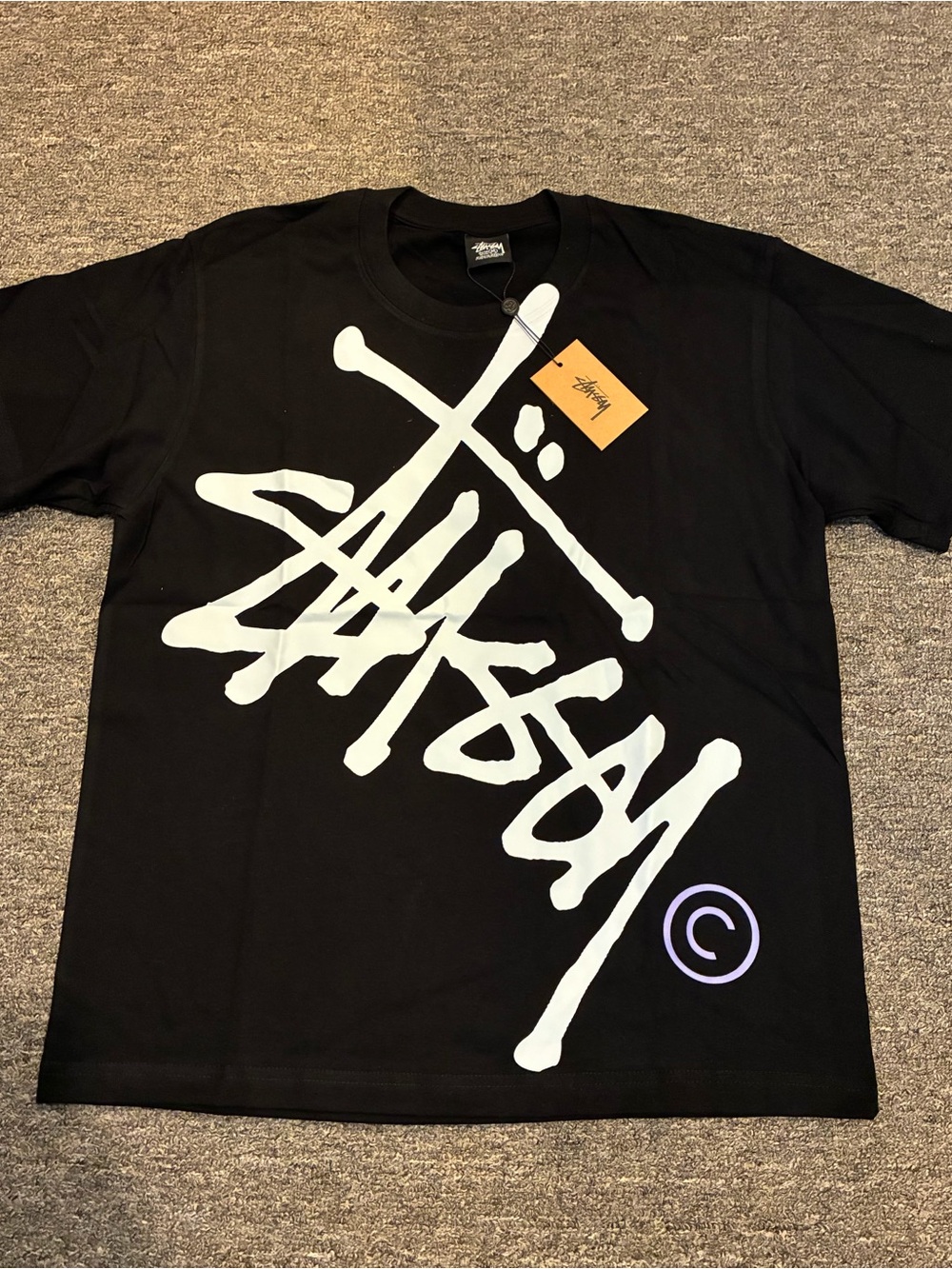 Stussy Black Tee with White Logo